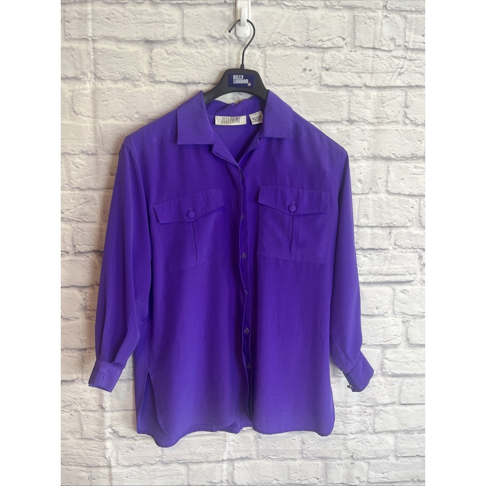 Josephine Vintage Dark Academia Button Down Purple Collared Blouse Size 8